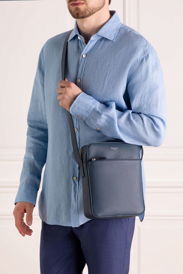 Serapian man blue men's shoulder bag made of genuine leather buy with prices and photos 179125 - photo 2