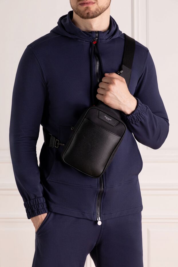 Serapian man black men's shoulder bag made of genuine leather and polyester buy with prices and photos 179126 - photo 2