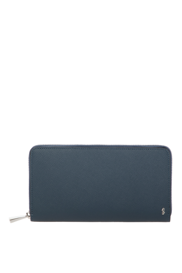 Serapian men's blue calfskin zipped clutch bag evoluzione blue 179144 - photo 1