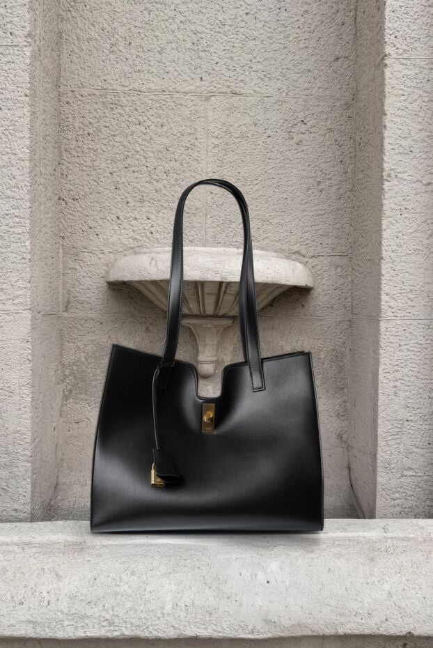Celine women's black smooth leather shopper bag with long handles 179161 - photo 2