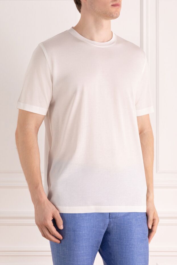 Kiton men's white cotton t-shirt with a crew neck. 179213 - photo 3