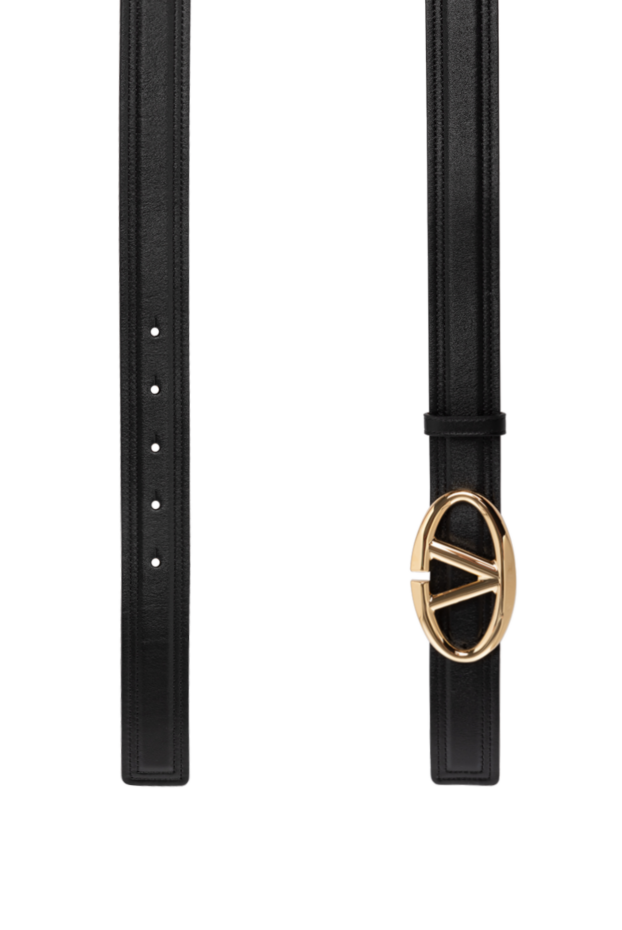 Valentino women's black leather belt with a gold v-logo buckle 179270 - photo 3