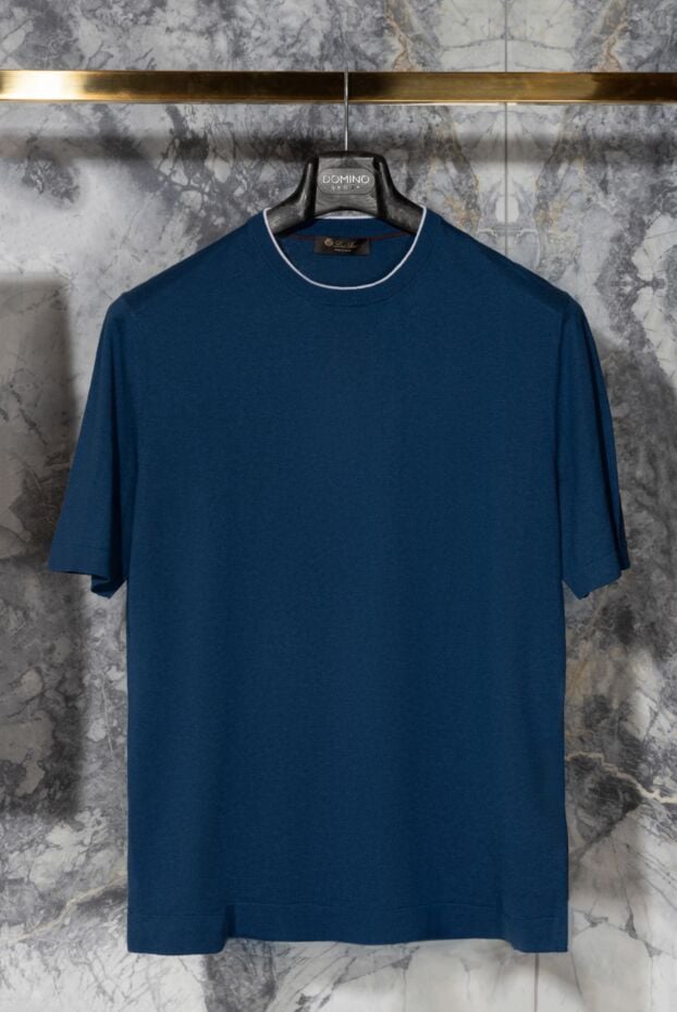 Loro Piana men's short-sleeved blue jumper made of silk and linen 179282 - photo 2