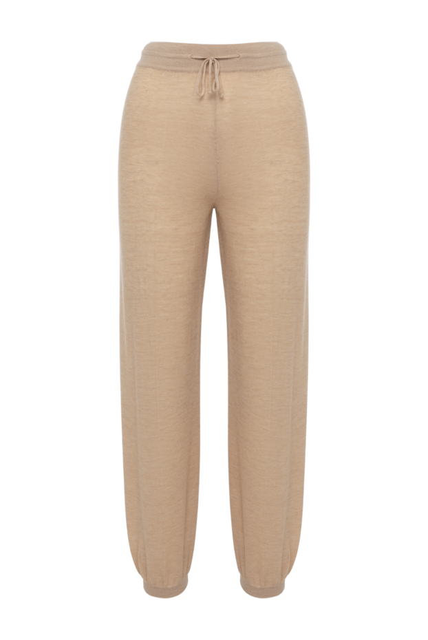 Loro Piana beige cashmere knit trousers with cuffs and drawstring waistband 179303 - photo 1