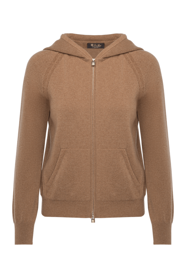Loro Piana women's beige wool cardigan with a zipper and a hood 179306 - photo 1