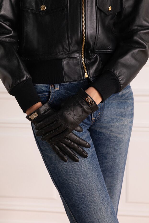 Dior жіночі рукавички жіночі чорні із натуральної шкіри купити фото з цінами 179325 - фото 2