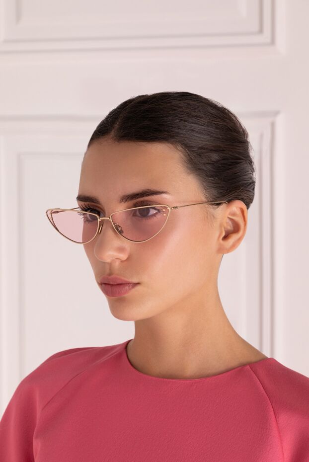 Dior women's yellow metal sunglasses with pink lenses 179333 - photo 3