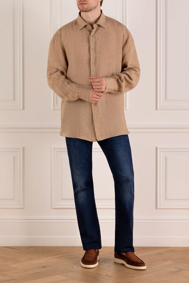Stefano Ricci beige linen shirt for men 179357 - photo 2