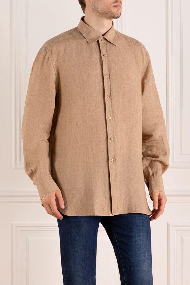Stefano Ricci beige linen shirt for men 179357 - photo 3