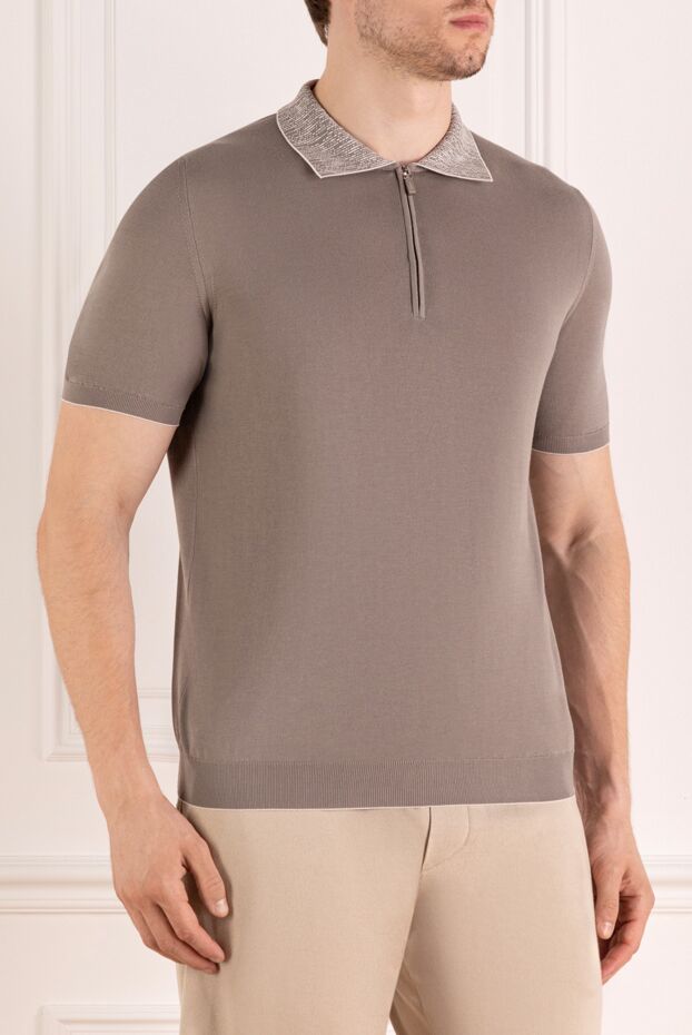 Svevo cotton polo shirt with a zip-up closure and textured collar 179400 - photo 3