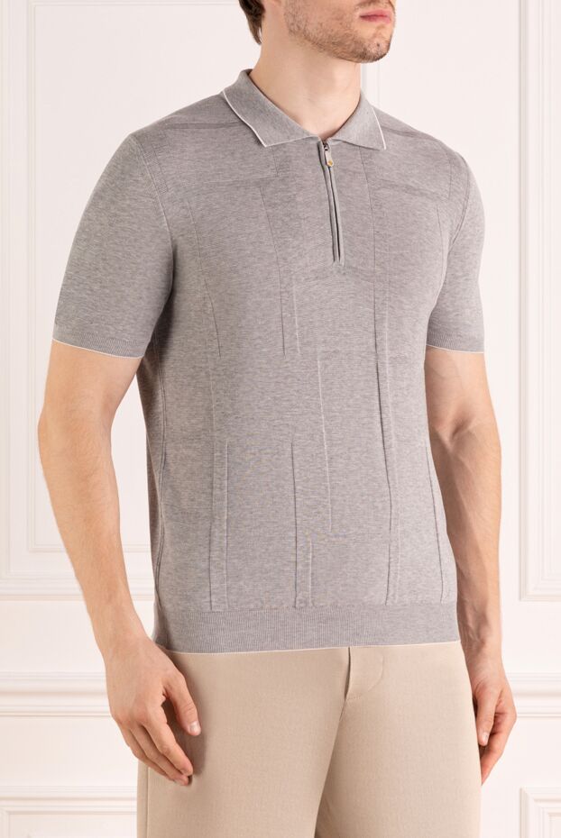 Svevo men's gray cotton polo with edging 179402 - photo 3