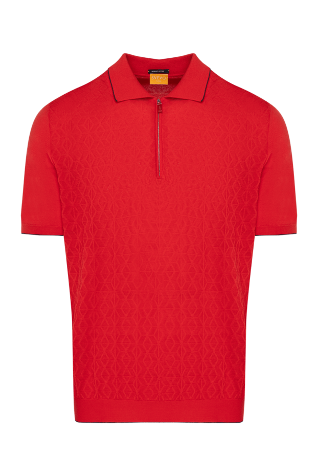 Svevo red knit polo with a textured diamond pattern and a zip (markdown) 195710 - photo 1