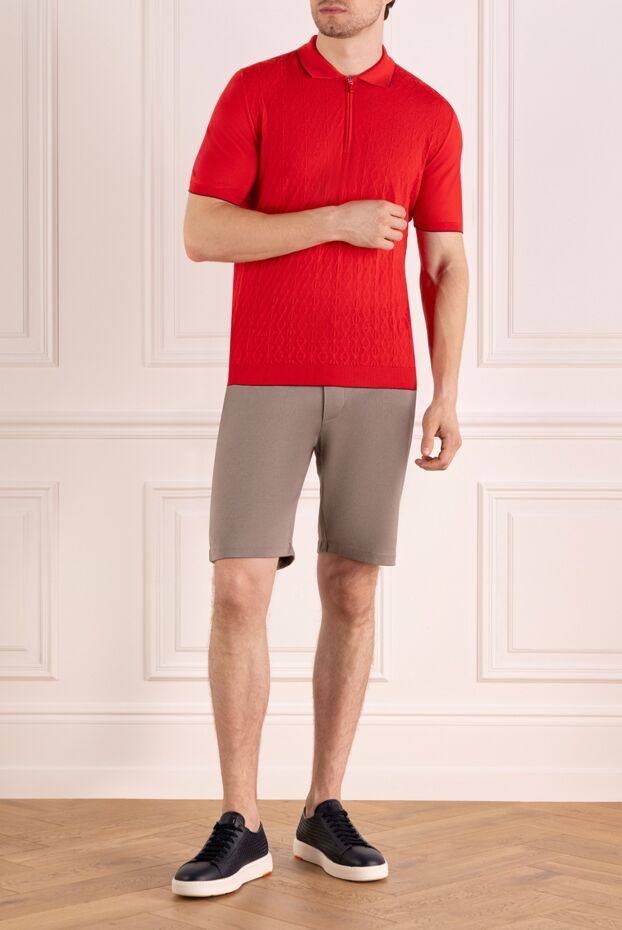 Svevo red knit polo with a textured diamond pattern and a zip (markdown) 195710 - photo 2