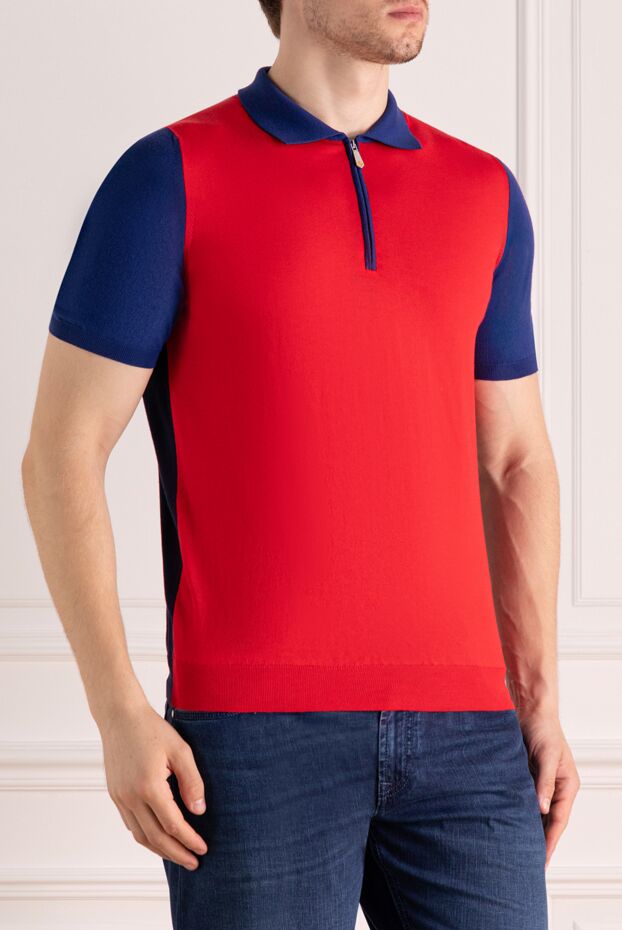 Svevo men's red cotton polo with contrasting collar and sleeves 179404 - photo 3