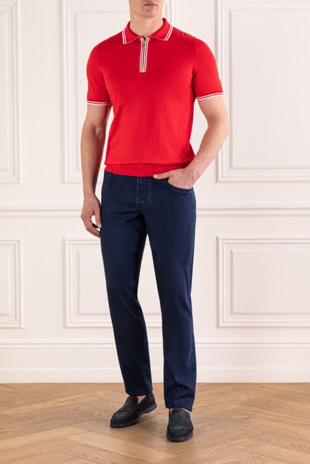 Svevo red cotton polo shirt in a sporty style with white accents on the collar and sleeves 179405 - photo 2