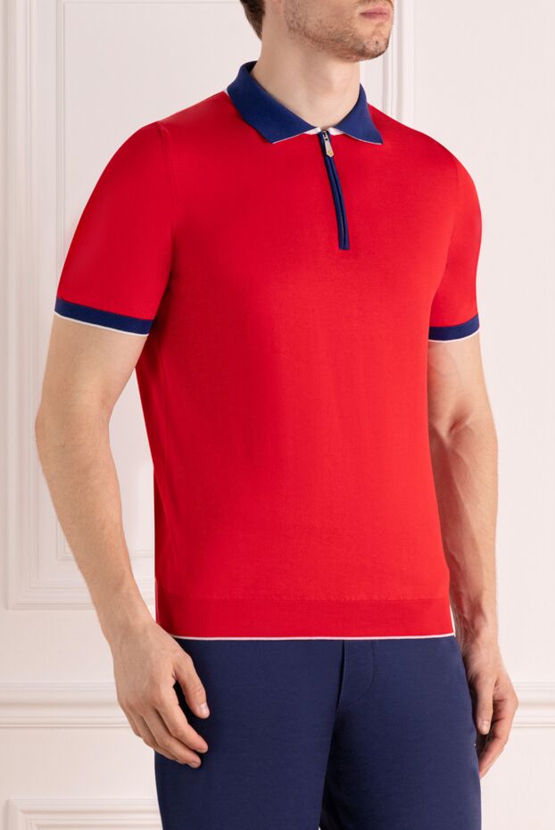 Svevo men's red cotton polo with contrasting collar and trim 179407 - photo 3