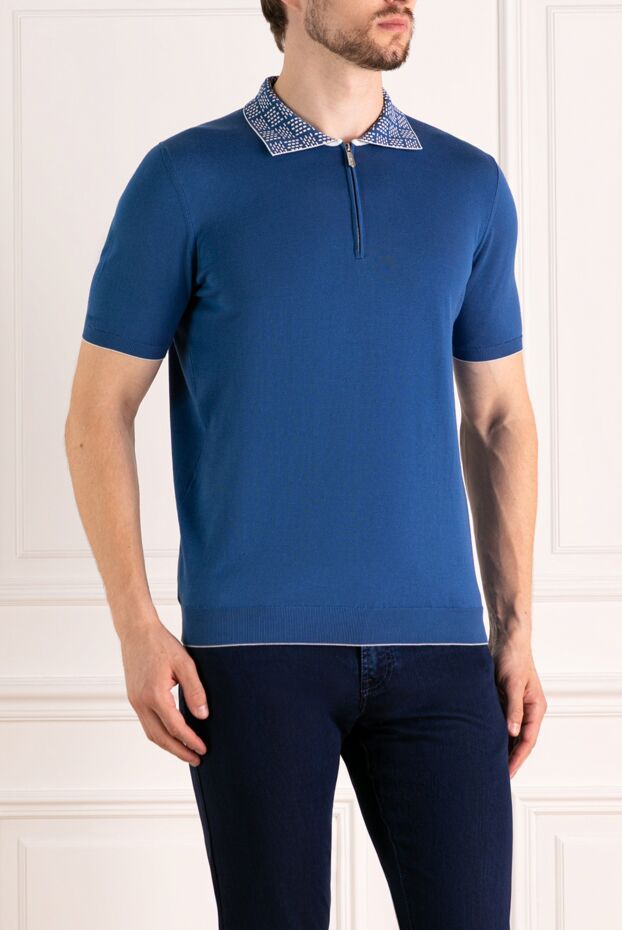 Svevo blue polo with zip and decorative collar 179412 - photo 3