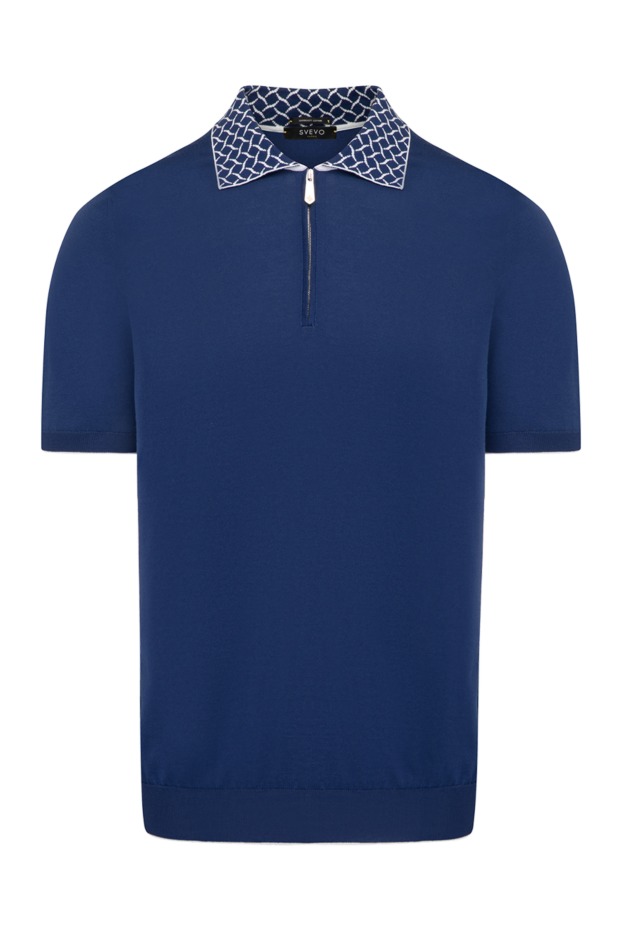 Svevo dark blue polo shirt with a decorative collar and a zipper 179413 - photo 1
