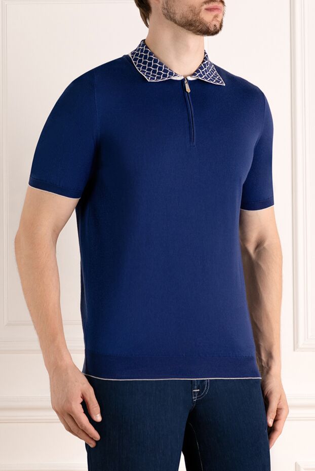 Svevo dark blue polo shirt with a decorative collar and a zipper 179413 - photo 3
