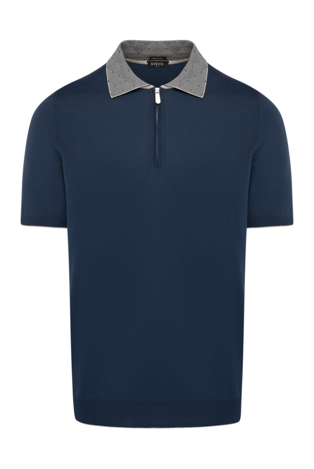 Svevo blue knit polo with a contrasting grey collar (markdown) 195719 - photo 1