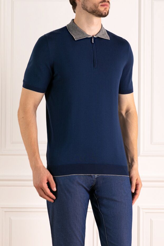 Svevo blue knit polo with a contrasting grey collar (markdown) 195719 - photo 3