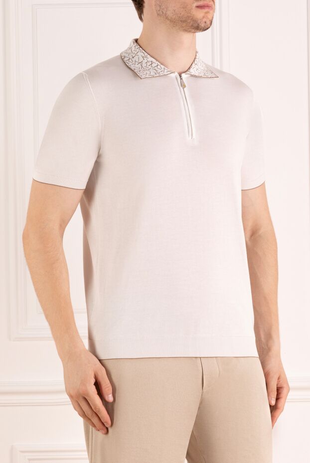 Svevo men's white cotton polo with contrasting collar 179438 - photo 3