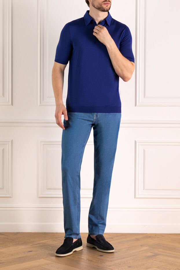 Svevo men's blue silk polo shirt 179445 - photo 2