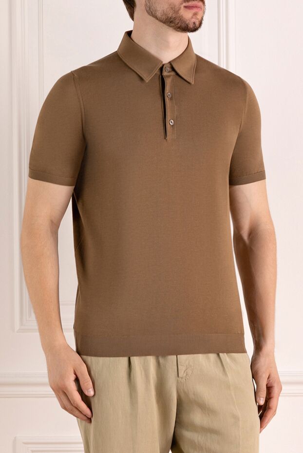 Svevo men's solid brown polo shirt with a button placket 179447 - photo 3