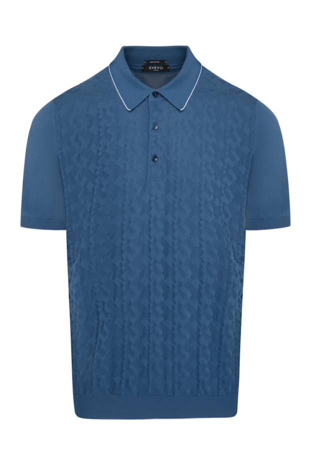 Svevo blue polo with voluminous weave and classic collar 179449 - photo 1