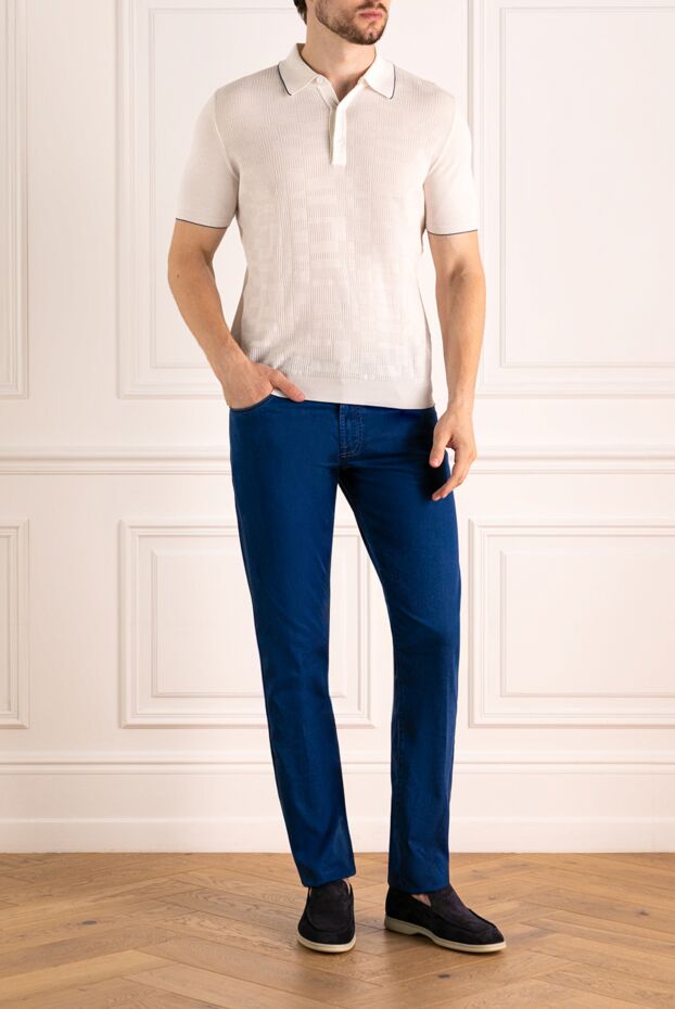 Svevo universal white polo shirt with short sleeves and a textured pattern 179450 - photo 2