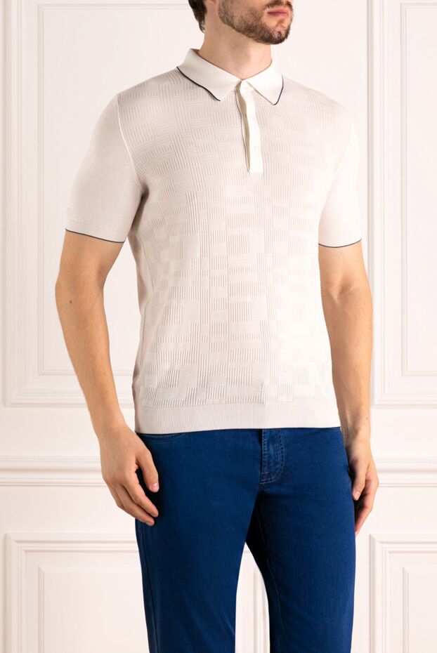 Svevo universal white polo shirt with short sleeves and a textured pattern 179450 - photo 3