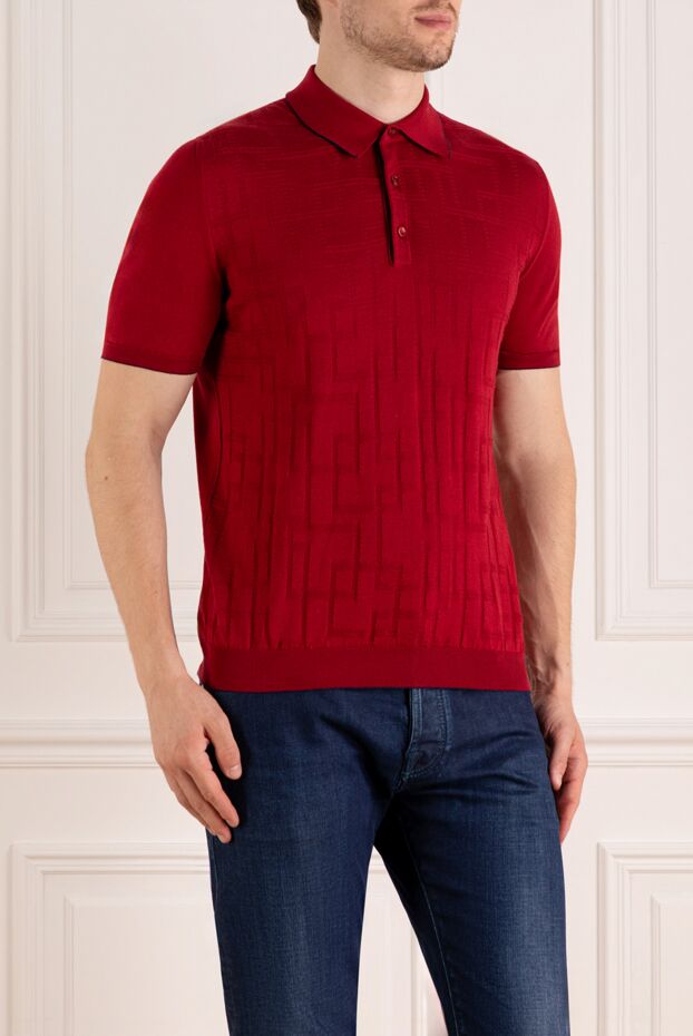 Svevo men's polo shirt in a rich red color with a textured weave 179457 - photo 3