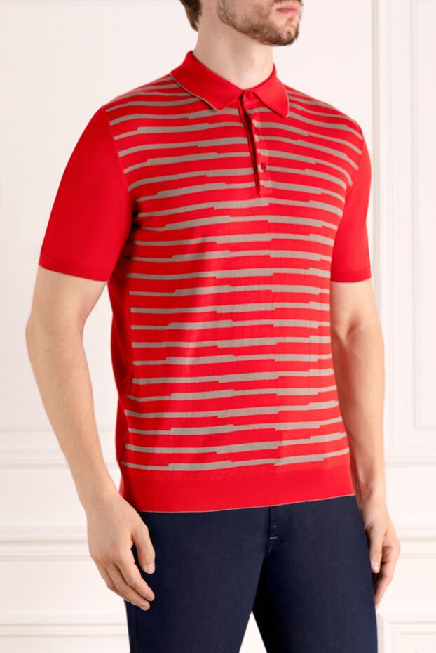 Svevo polo shirt red horizontal stripe breathable cotton 179459 - photo 3