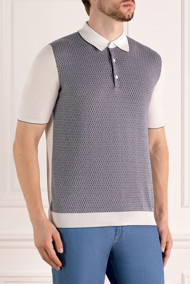 Svevo polo shirt with small woven pattern and white sleeves 179462 - photo 3
