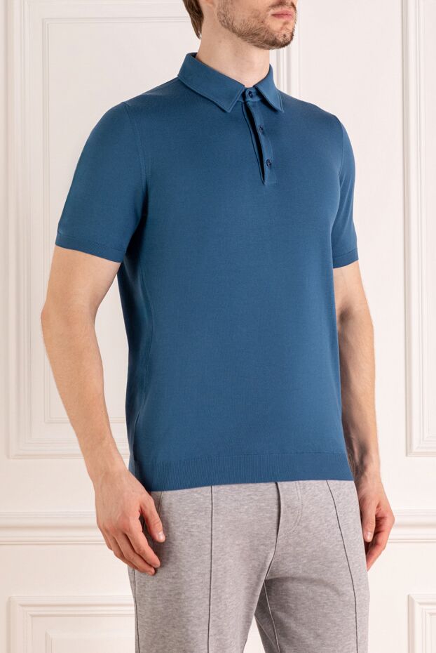 Svevo men's blue cotton jersey polo shirt 179466 - photo 3