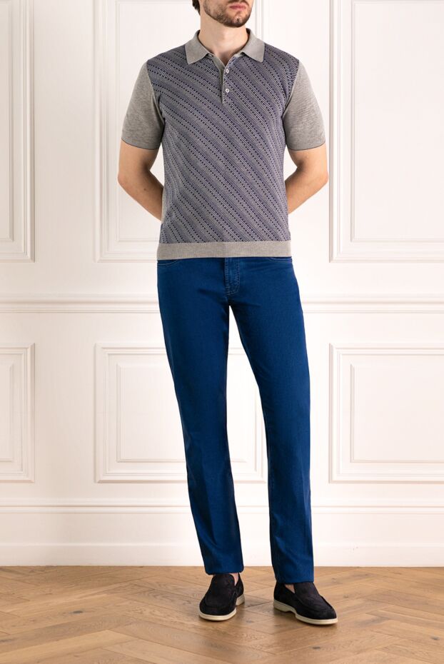 Svevo gray polo shirt with textured pattern on the front for men 179474 - photo 2
