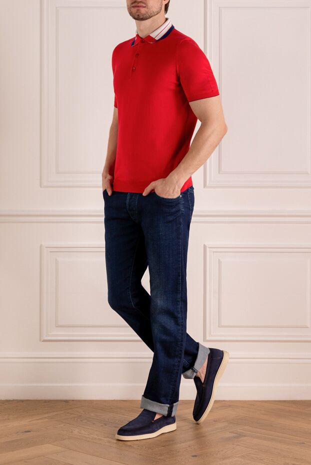 Svevo red jersey polo with a contrasting double collar (markdown) 195711 - photo 2