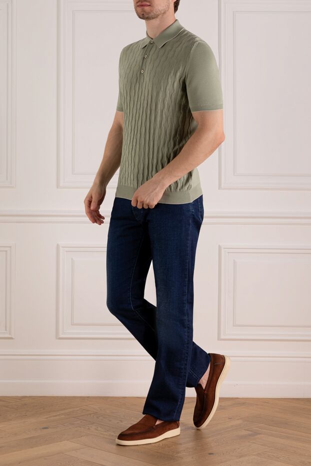 Svevo men's olive polo shirt with textured weave 179484 - photo 2