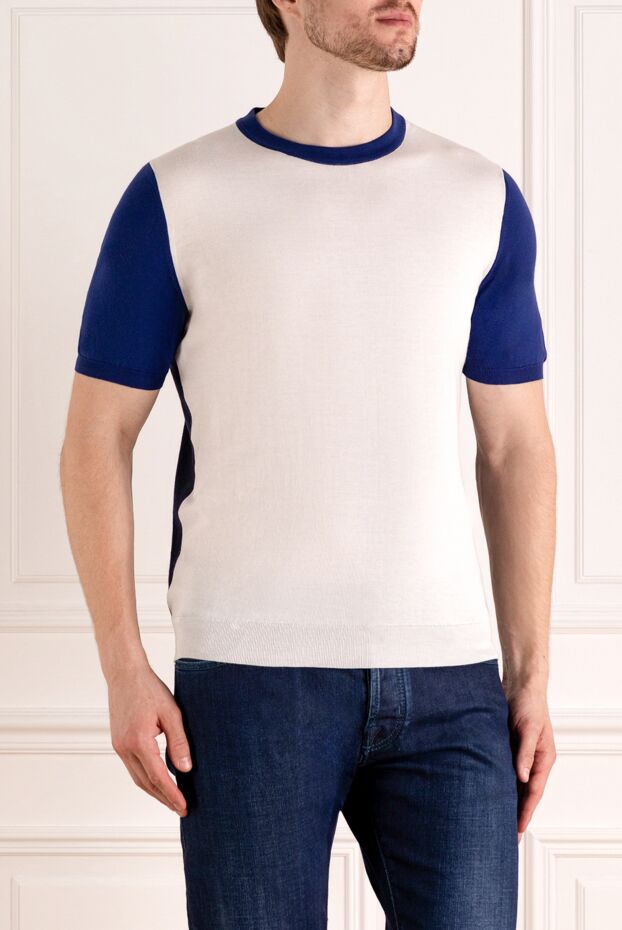 Svevo contrast design cotton jumper with blue inserts 179489 - photo 3