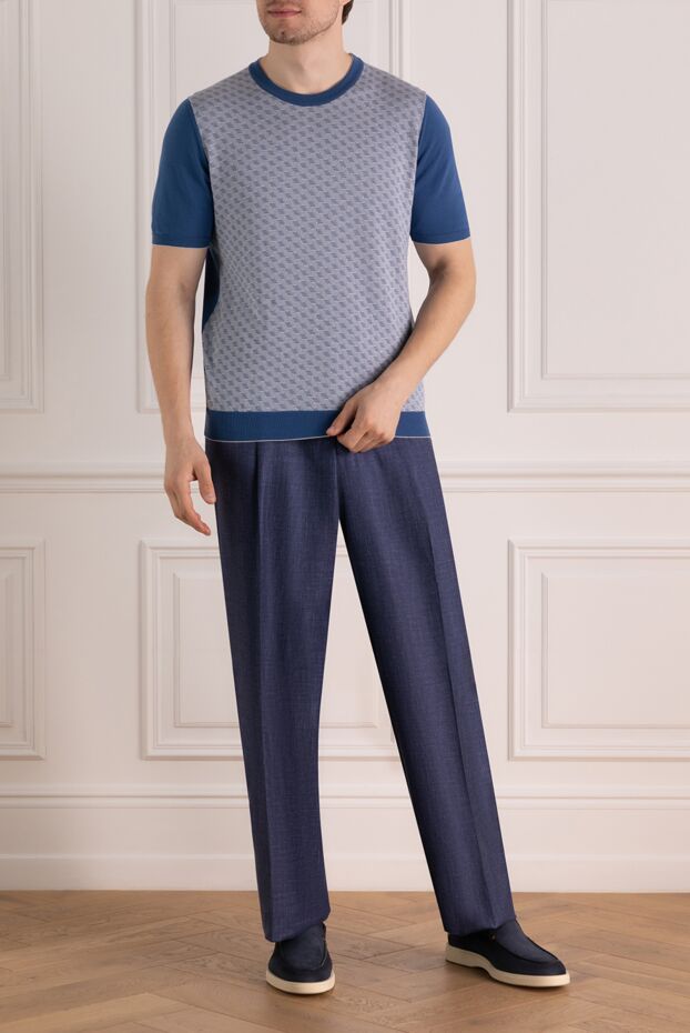 Svevo jumper with geometric pattern in blue palette 179493 - photo 2