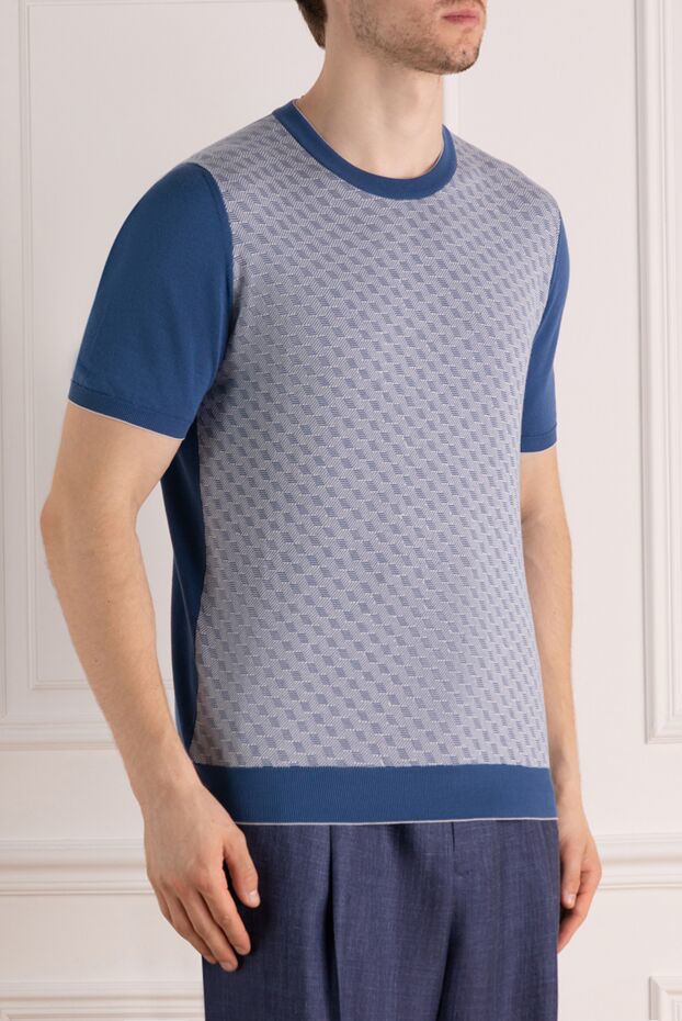 Svevo jumper with geometric pattern in blue palette 179493 - photo 3