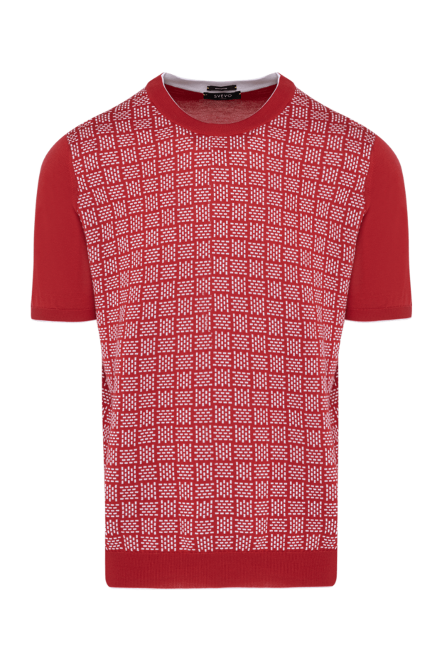 Svevo retro cotton red jumper with short sleeves and textured pattern 179494 - photo 1