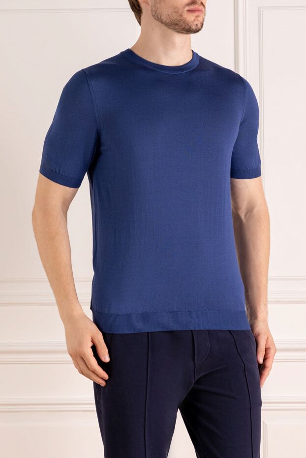 Svevo men's blue cotton jumper in a minimalist style 179497 - photo 3