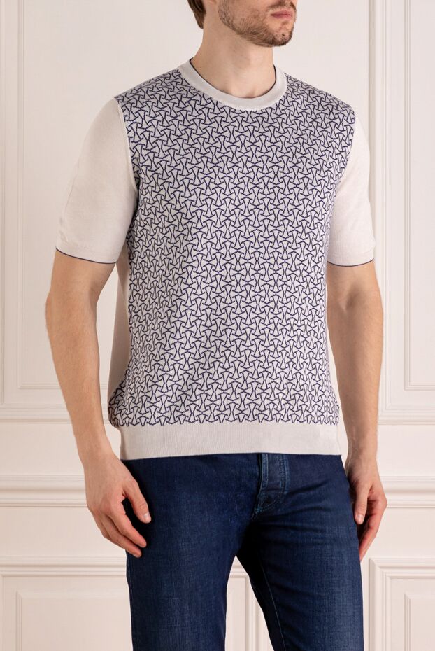 Svevo jumper with geometric jacquard pattern and white sleeves 179498 - photo 3