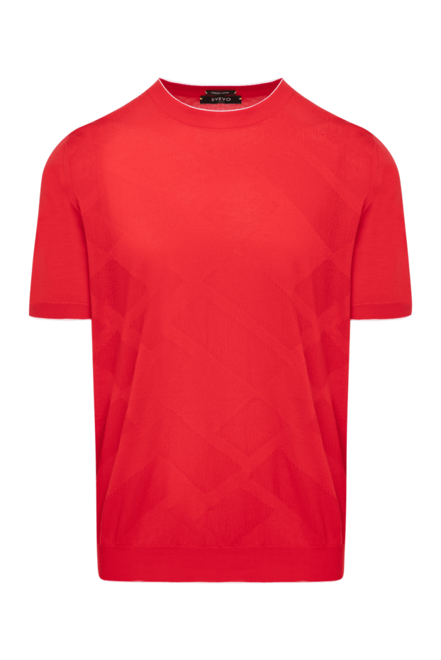 Svevo men's cotton jumper with a textured pattern, red 179505 - photo 1