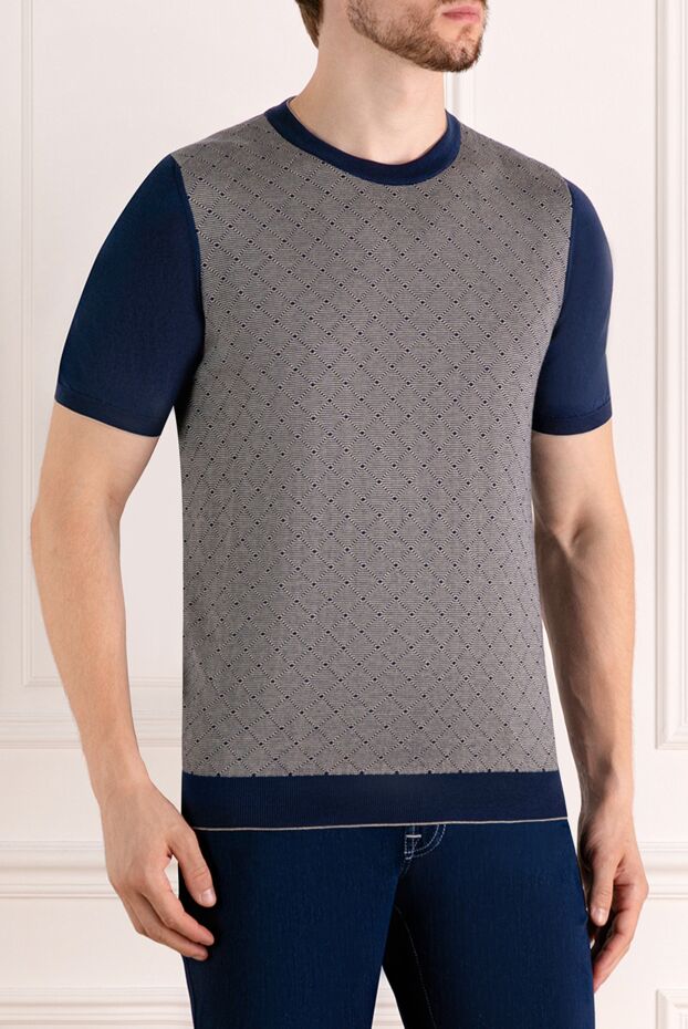 Svevo allover knit jumper with blue sleeves 179515 - photo 3