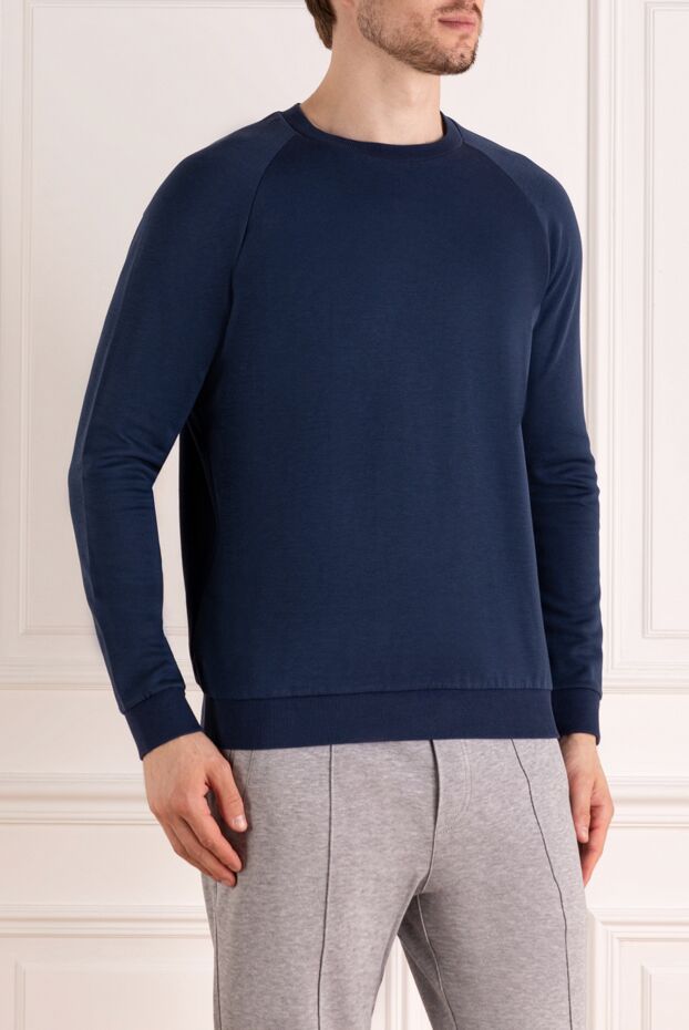 Svevo men's sweatshirt blue made of cotton and polyamide 179527 - photo 3