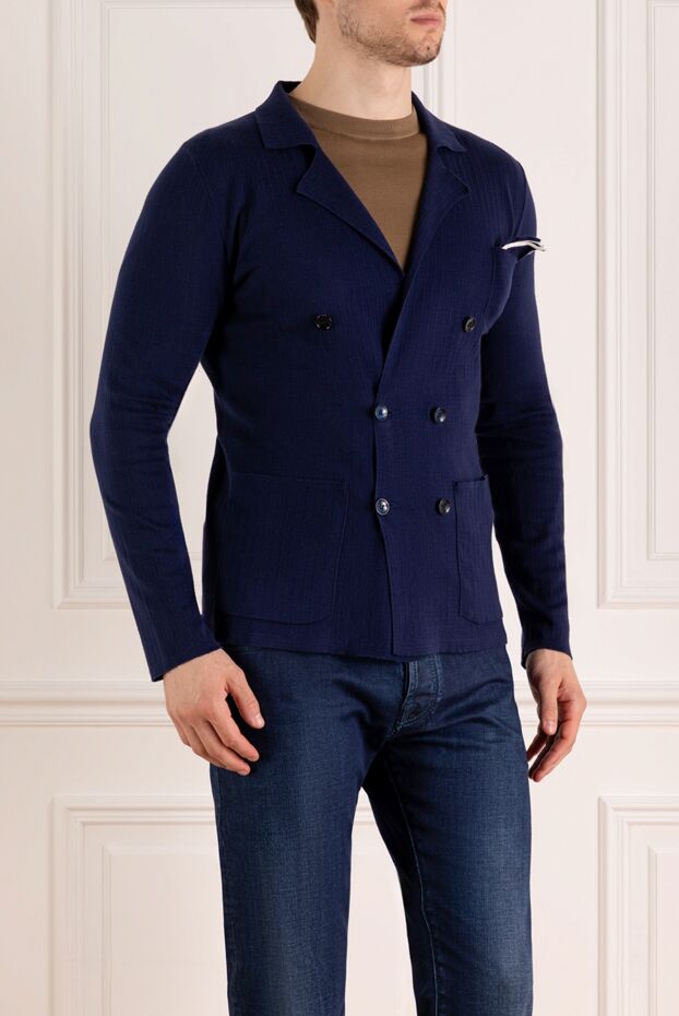 Svevo men's dark blue cotton jacket with patch pockets 179532 - photo 3