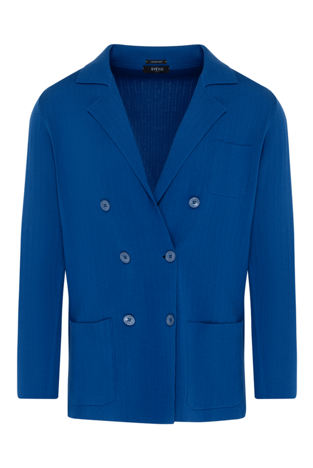 Svevo men's blue cotton double-breasted jacket with textured stripes 179533 - photo 1