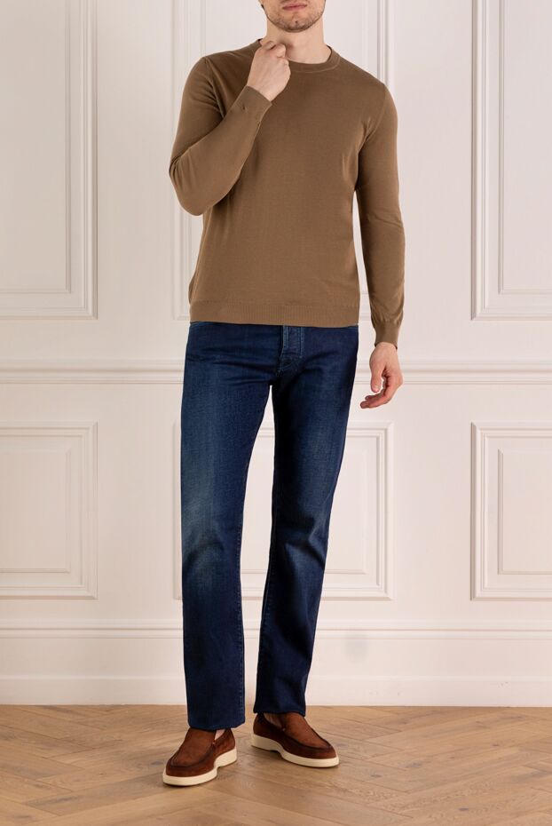 Svevo long sleeve jumper for men brown cotton 179539 - photo 2